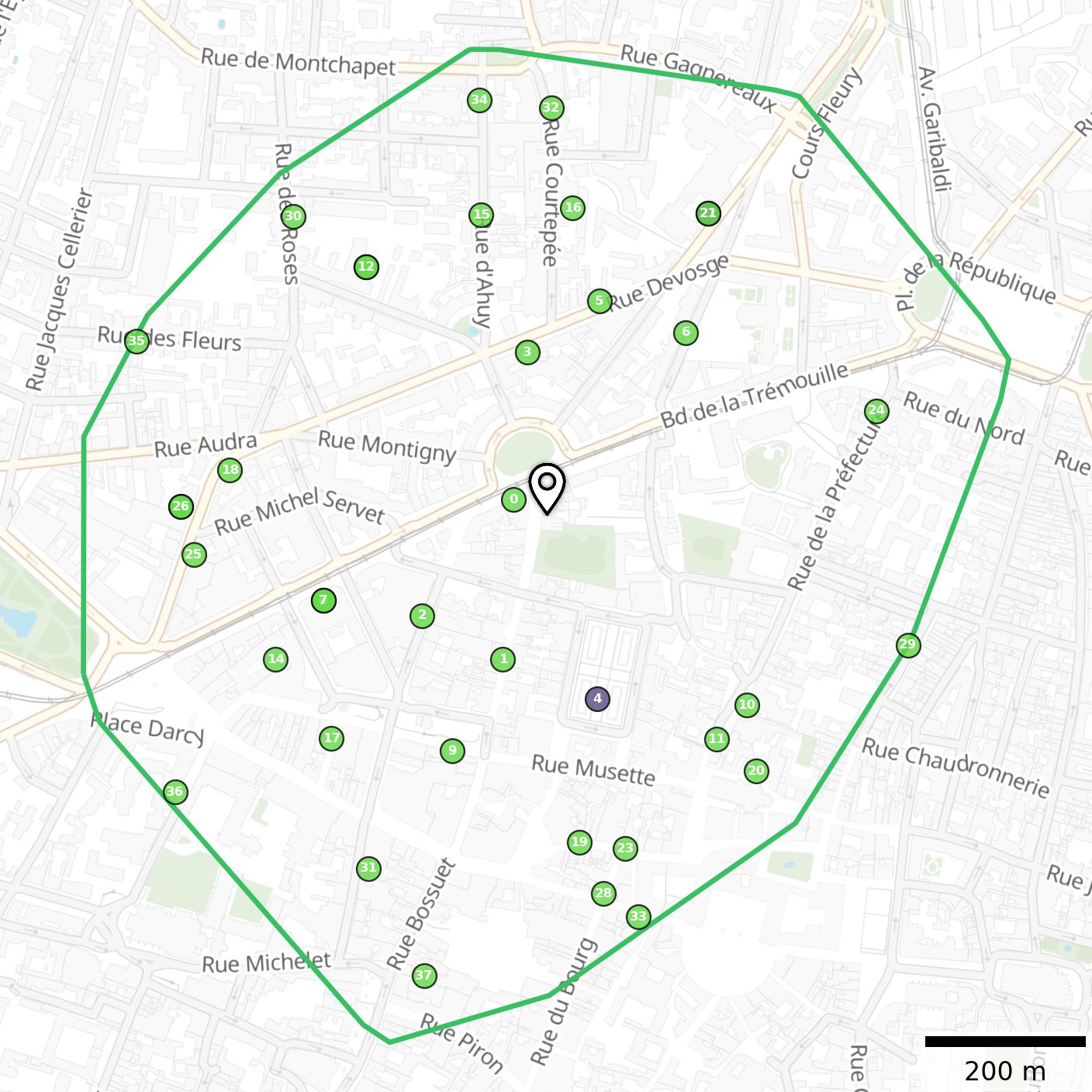 Carte des attracteurs de flux d'étudiants et personnes en formation'