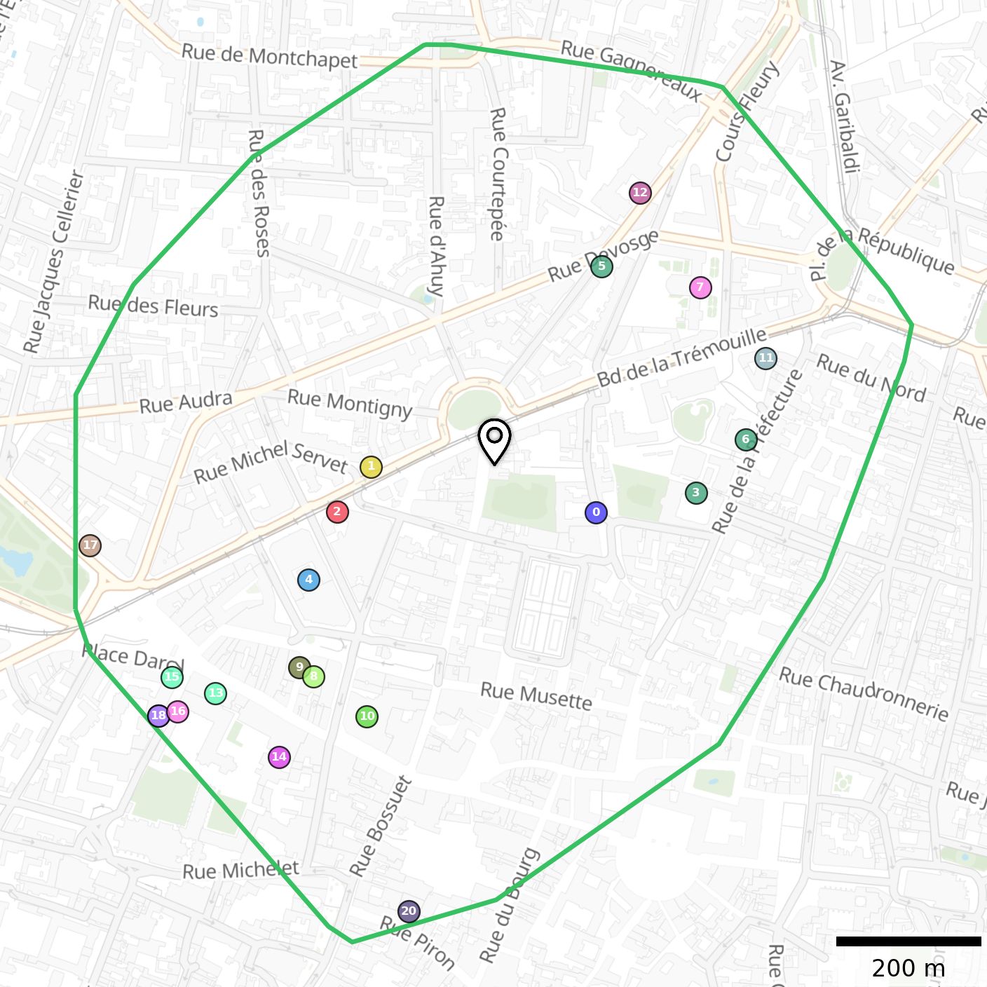 Carte des attracteurs de flux salariés
