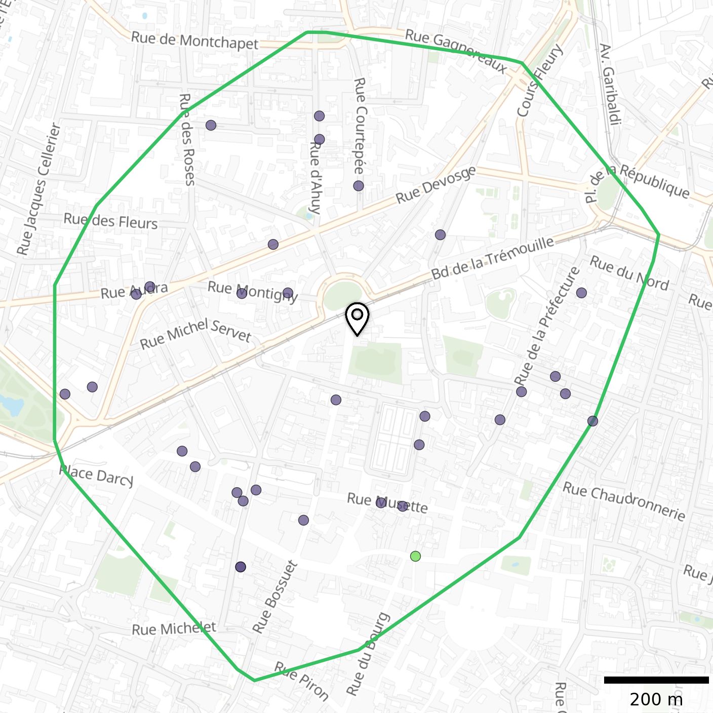 Carte des attracteurs de flux de tourisme