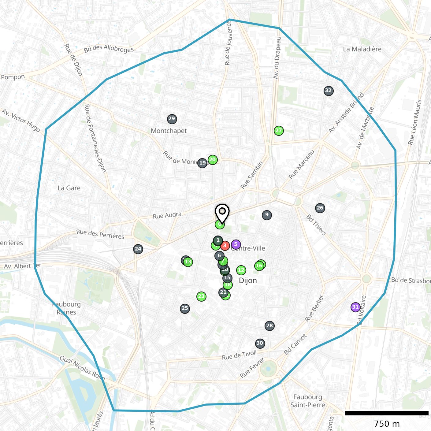 Carte de la concurrence indirecte à vélo